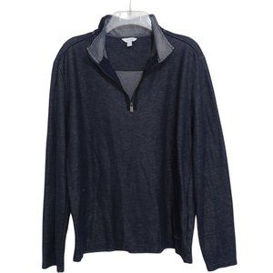Calvin Klein Qtr Zip Pullover Sweatshirt Blue Mesh